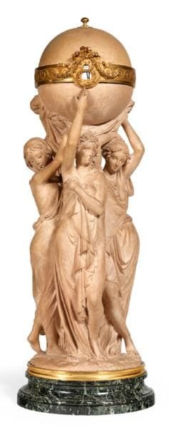 PENDULE «LES TROIS GRÂCES» en terre cuite,...