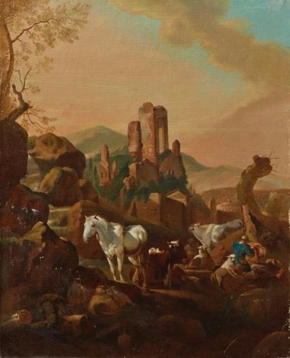 SUIVEUR DE NICOLAES BERCHEM DU XVIIIE SIÈCLE
Paysage...