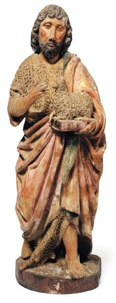 Saint Jean-Baptiste en bois sculpté, doré...