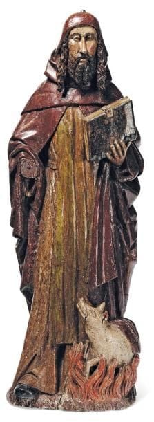Saint Antoine en chêne sculpté en rondebosse...