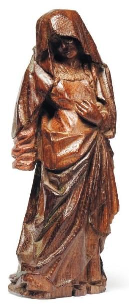 Vierge de Calvaire en chêne sculpté avec...