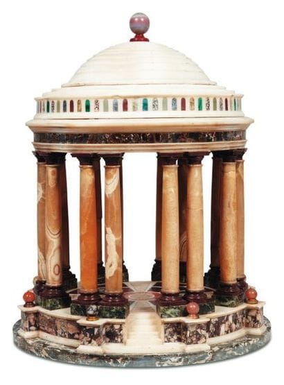Maquette de tempietto en marbres polychromes,...
