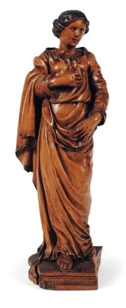 Vierge ou sainte femme en buis sculpté en...
