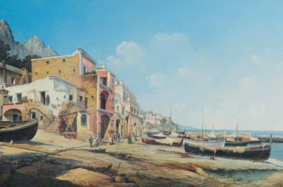 ECOLE ITALIENNE
Capri gouache sur papier....