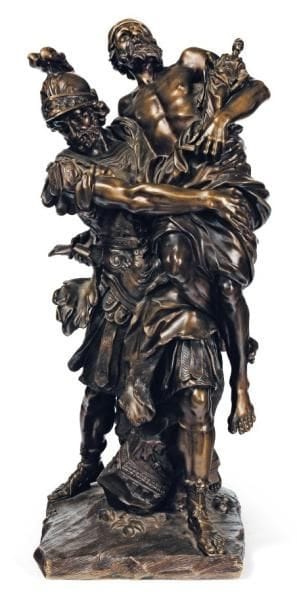 Persée et Anchise bronze à patine brune....