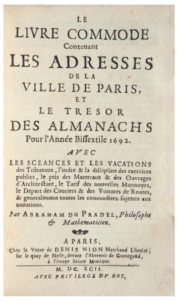 [BLEGNY (Nicolas de)]
Le Livre commode. Contenant...