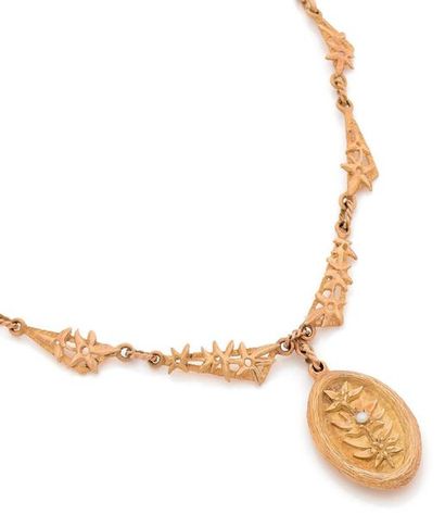 COLLIER en or 18K (750), maillons gourmette,...