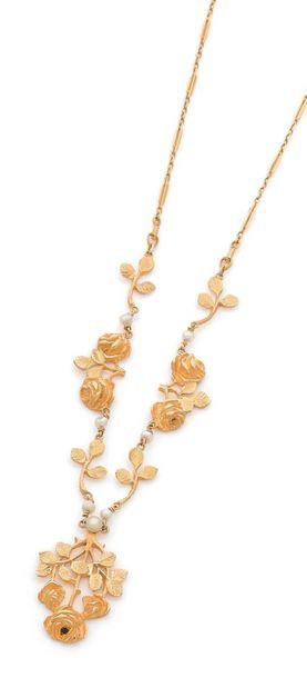 COLLIER en or 18K (750), le décolleté orné...