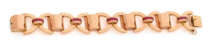BRACELET en or rose 18K (750), articulé de...