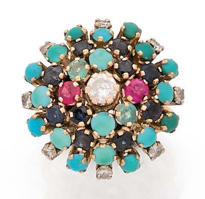 BAGUE en fils d'Or 14K (585), ornée d'un...