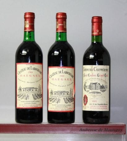 LOT DE 3 BOUTEILLES VINS ROUGES DE BORDEAUX:...