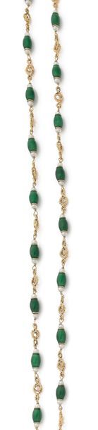 LONG COLLIER en or jaune 18K (750) maillons...