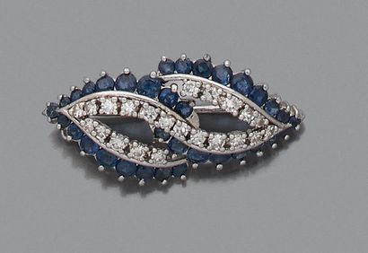 BROCHE en platine et or gris 18K (750) formant...
