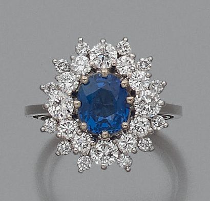 BAGUE ÉTINCELLE en or gris 18K (750) ornée...