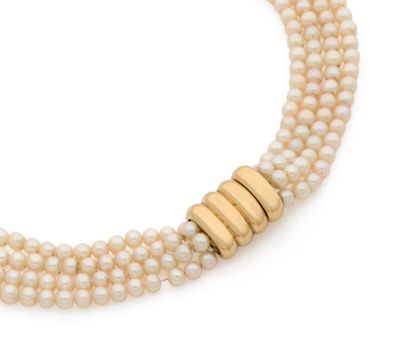 COLLIER 4 rangs de perles de culture choker,...