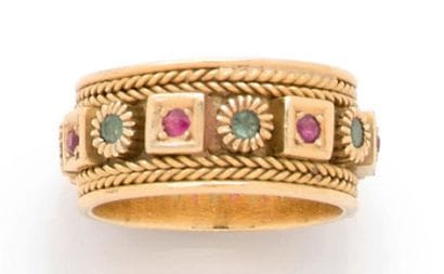 BAGUE LARGE-ANNEAU en or jaune 18K (750)...