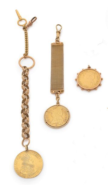 LOT en or jaune 18K (750) comprenant deux...