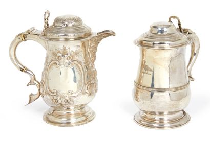 DEUX TANKARDS LONDRES XVIIIE SIÈCLE En argent,...