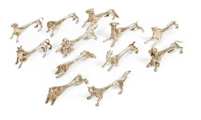 PORTE-COUTEAUX ANIMALIERS Ensemble en argent...