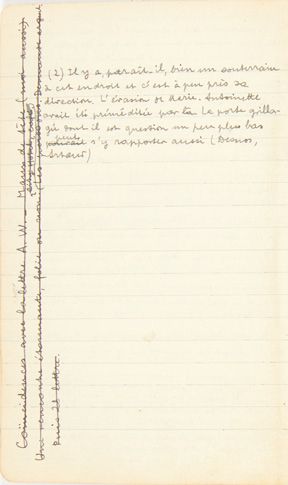 André BRETON.
Carnet de notes pour Nadja....