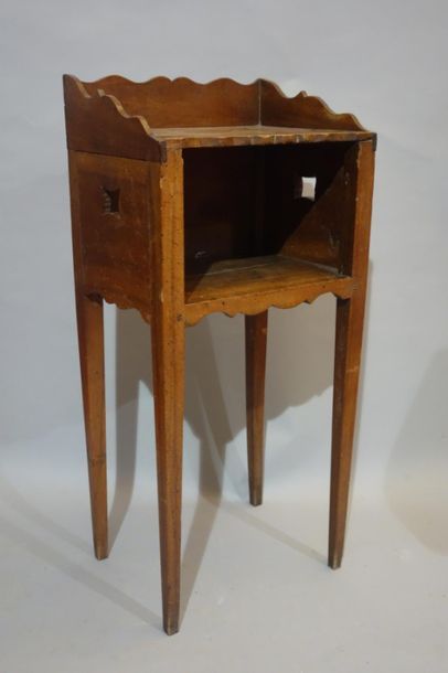 Moulded walnut bedside table with galleries...