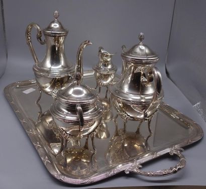 Silver plated metal tea-coffee set including...