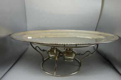 Important Oval Dish in silver plated metal,...