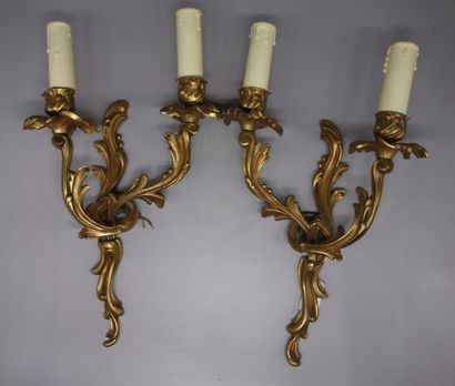 Pair of ormolu sconces in Rocaille style....