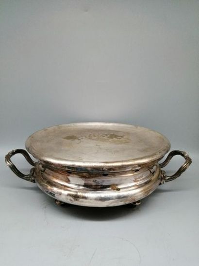 Silver plated metal plate warmer with two...