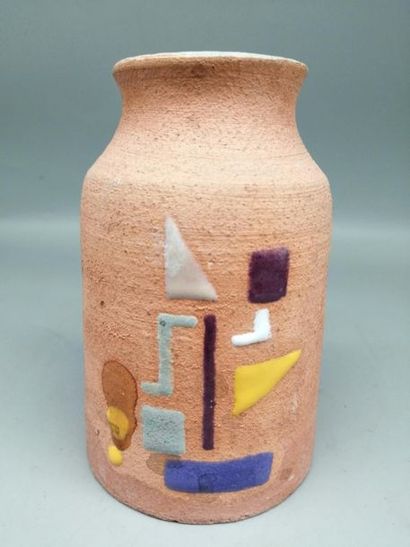 Terracotta VASE with small neck and modernist...