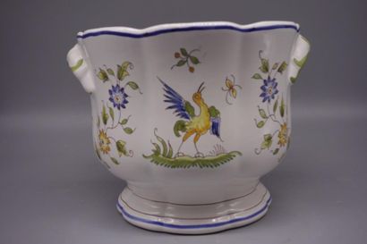 Moustiers, earthenware pot holder with polychrome...