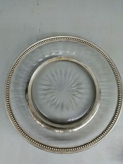 STAND in cut crystal, silver setting with...