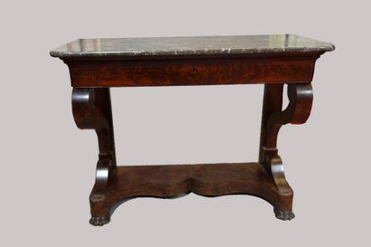 Mahogany and mahogany veneer console opening...