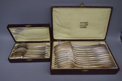Six silver-plated metal cutlery uniplat model....