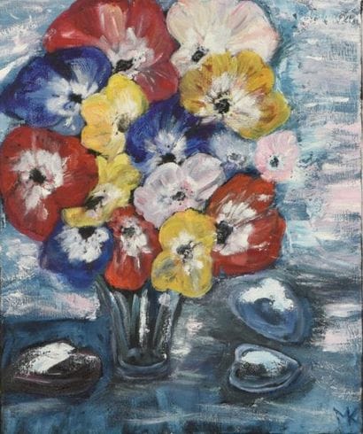 Contemporary school
Flowers in a vase
Oil...