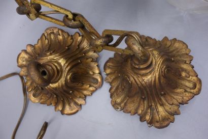 Pair of vestibule LANTERNS, gilt bronze ...