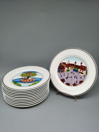 Villeroy and Boch, suite of 12 plates with...