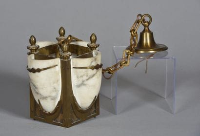 Small gilt bronze and alabaster four-sided...