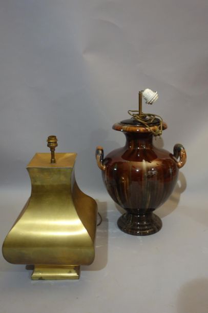 2 lamp stands, one with metal baluster, the...