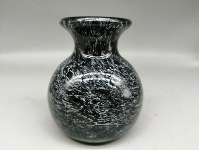 THE ROCK. Black and grey lined glass baluster...