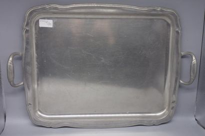 Serving tray with 2 moulded pewter side handles....