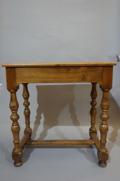 Natural wood turned table in Louis XIII style....