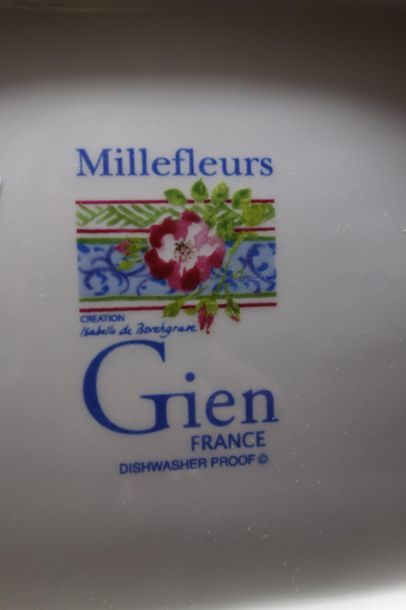 Gien, tray model millefleurs in earthenware....