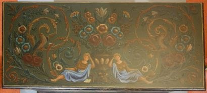 Wooden middle chest with polychrome decoration...