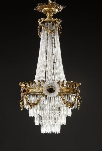 Beautiful basket chandelier in the Louis...