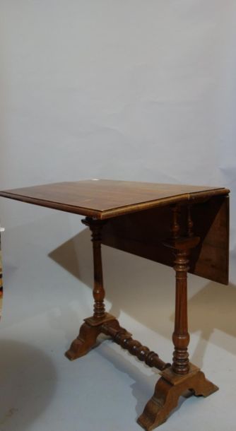 Side table with walnut flaps. 19th century...