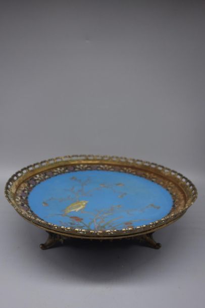 Cup with dark gilt bronze mounting of a cloisonné...