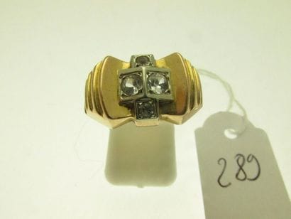 1 gold setting ring set with stones, stepped...