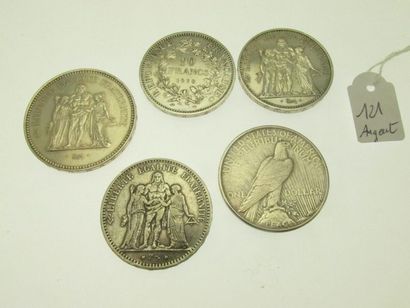 1 coin of 50Frs RF 1975 2 coins of 10Frs...