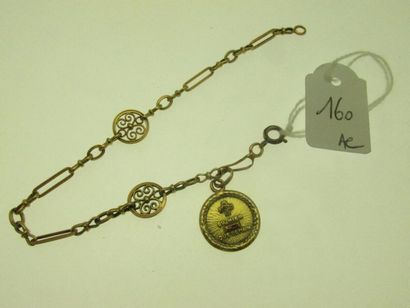 1 bracelet with filigree links, gold setting...